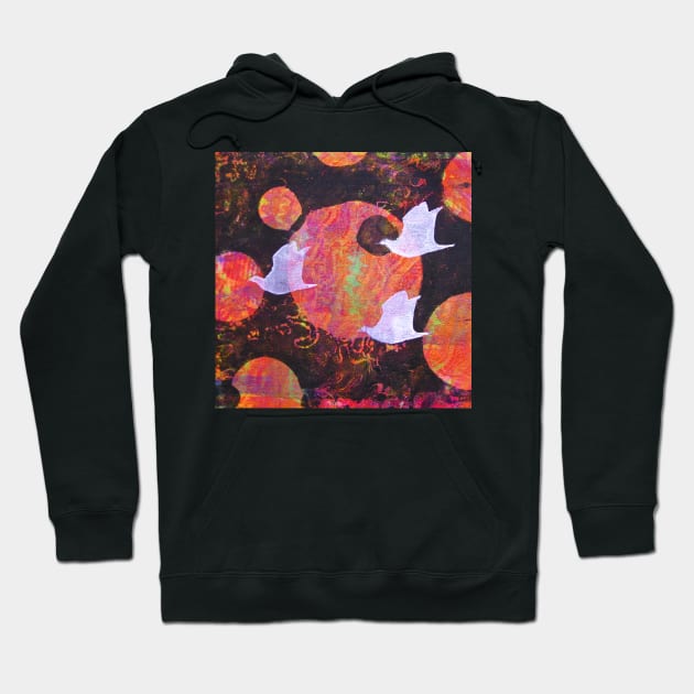 Three Cosmic Birds Digitally Altered Version of Original Work 2 Hoodie by Heatherian